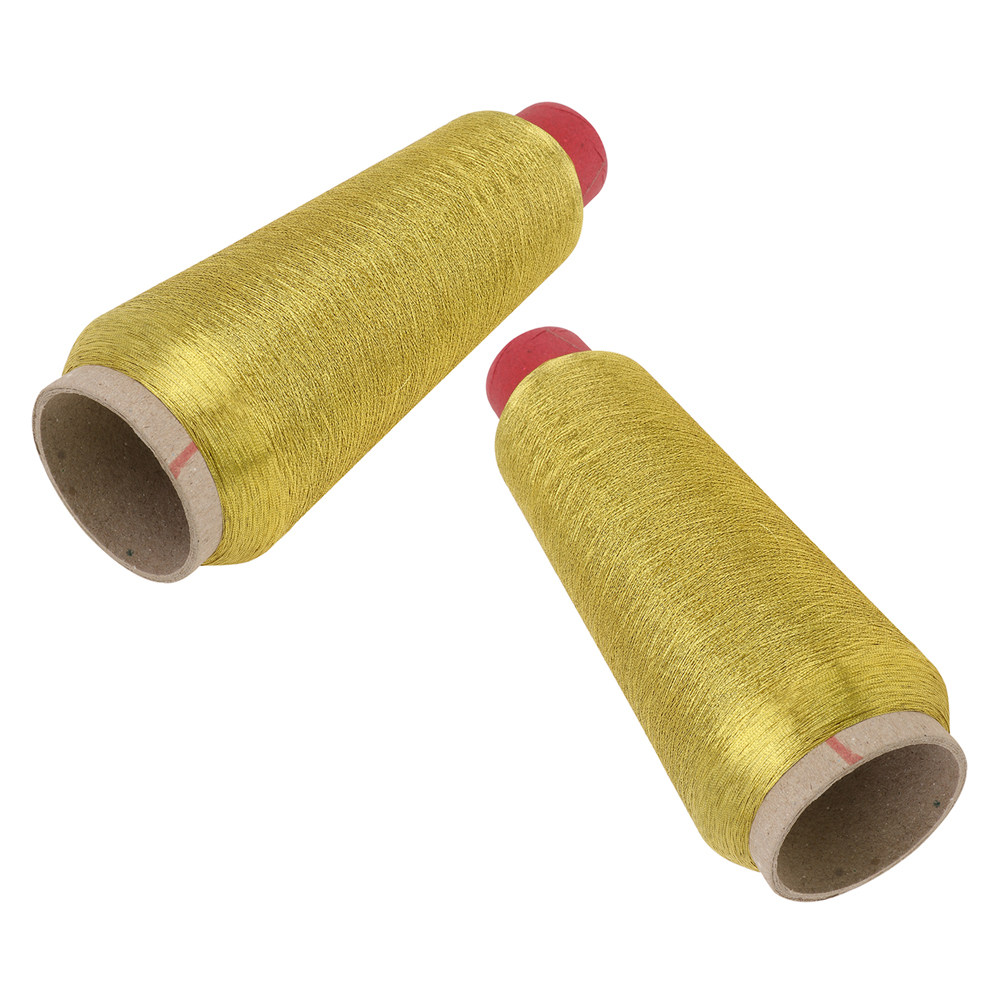 Embroidery Craft - 2 Rollen Nähmaschinen-Stickgarn, reflektierendes Glitzer-Metallic-Goldgarn-Set für